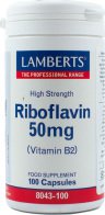 Lamberts B-2 Riboflavin 50mg Ριβοφλαβίνη για την Υγεία Ματιών, Μαλλιών & Νυχιών 100 Κάψουλες