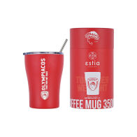 Estia Θερμος Coffee Mug με Καλαμάκι 350ml Olympiacos BC Edition 00-13264 Κόκκινο