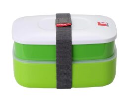 Φαγητοδοχείο Lunchbox 2 επιπέδων 1.2L με ιμάντα ασφαλείας σε πράσινο χρώμα, Bergner BG-5752-GR