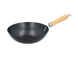 Alpina Τηγάνι Γουόκ Wok 25 cm με διπλή αντικολλητική επίστρωση και ξύλινη λαβή