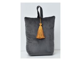 Aria Trade Στοπ Πόρτας σε σχήμα τσάντας με βελούδινο ύφασμα σε σκούρο γκρι χρώμα, Velvet Door stopper Dark Gray