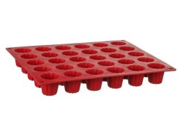 Φόρμα Σιλικόνης με 30 θέσεις για Cupcakes, Muffins σε Κόκκινο χρώμα, 28.5x24x3.5 cm, Silicone mold