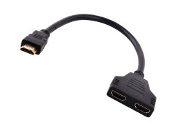 HDMI Splitter HUB, έξοδος της ίδιας εικόνας σε 2 οθόνες, με μήκος 30cm σε μαύρο χρώμα