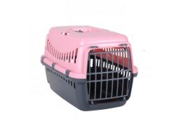 Πλαστικό Σπιτάκι Κλουβί μεταφοράς για Κατοικίδια σε Γκρι Ροζ χρώμα, 31x44.5x31 cm