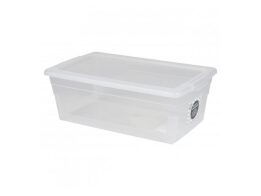 Πλαστικό κουτί αποθήκευσης με καπάκι 6L, σε διάφανο χρώμα, 34x21x12 cm, Storage boxes