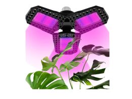 Κρεμαστό Grow Light Λάμπα Καλλιέργειας Φυτών με 108 Led Ισχύς 8W με Υποδοχή Λάμπας Ε27, 23x23x9.5 cm