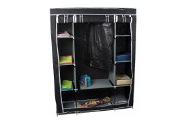 Fabric Organization Wardrobe with metal frame and 6 shelves, 162x125x42 cm