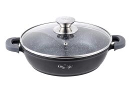 Cheffinger Αντικολλητική Κατσαρόλα Σωτέζα 28 cm Induction 3.6lt με Καπάκι από Χυτό Αλουμίνιο CF-SC28