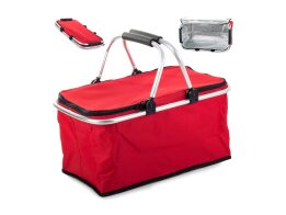 Ισοθερμική Τσάντα Καλάθι 30L, πλαίσιο αλουμινίου για παραλία, picnic, Κόκκινο χρώμα, 48x22x22 cm