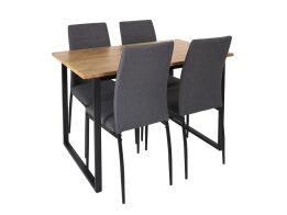 Σετ Τραπεζαρίας Με 4 Υφασμάτινες Καρέκλες Και 1 Ξύλινο Τραπέζι, 120x75x70 cm