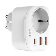 Μονόπριζο Devia WW09-F-PD Auto Power 1AC & 3 Θύρες USB (2x USB A, 1x USB C) PD QC 20W Smart Λευκό