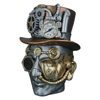 ARTELIBRE Διακοσμητικό Steampunk Ανδρικό Πρόσωπο Ασημί Polyresin 18x16x20cm