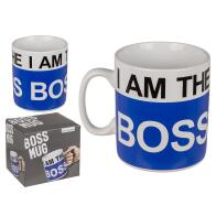 SMART MARKET Κούπα 'I AM THE BOSS' 1lt Λευκό/Μπλε Κεραμικό 13x11cm