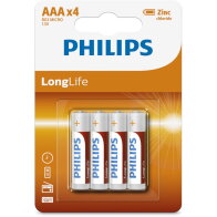 Philips Μπαταρίες Απλές LongLife AAA 1.5V R03L4B/10 Zinc-Chloride 4 Τεμάχια