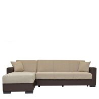 ArteLibre Jose Γωνιακός Καναπές Κρεβάτι με Αναστρέψιμη Γωνία & Αποθηκευτικό Χώρο PU 270x165x84cm Μπεζ/Καφέ