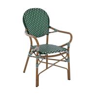 ArteLibre Καρέκλα Κήπου Boali Αλουμίνιο/Rattan 57x58x85cm Πράσινο/Λευκό/Μπαμπού