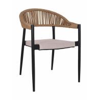 ArteLibre Πολυθρόνα Κήπου Living Stone Αλουμίνιο/Rattan 56x55x76cm Μαύρο/Καφέ