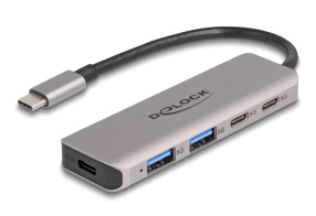 DELOCK USB-C hub 64239 2x USB/2x USB-C θύρες 5Gbps γκρι