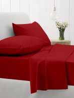 Σετ Σεντόνια Cotton Feelings 113 Red Μονό με λάστιχο(105x205+30)