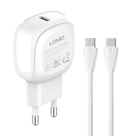 LDNIO φορτιστής τοίχου A1206C με καλώδιο USB-C 1x USB-C 27W PD λευκός