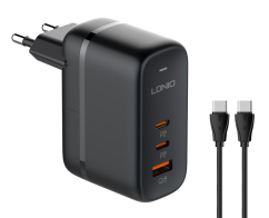 LDNIO φορτιστής τοίχου Q366 με καλώδιο USB/2x USB-C 65W GaN μαύρος