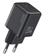 USAMS φορτιστής τοίχου US-CC183 USB-C θύρα εξόδου 20W PD μαύρος