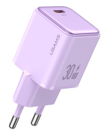 USAMS φορτιστής τοίχου US-CC186 USB-C θύρα εξόδου 30W PD μωβ