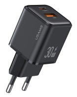 USAMS φορτιστής τοίχου US-CC189 USB & USB-C 30W PD μαύρος