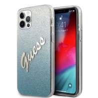 Guess Glitter Gradient Script Back Cover Πλαστικό Μπλε (iPhone 12 Pro Max)