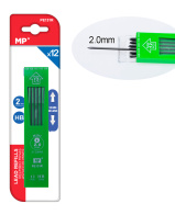 MP ανταλλακτικές μύτες για μηχανικό μολύβι PE131R ΗΒ 2mm 12τμχ