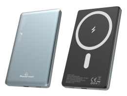 POWERTECH power bank PT-1171 5000mAh magnetic wireless 15W γκρι