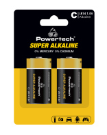 POWERTECH αλκαλικές μπαταρίες Super Alkaline PT-1216 LR14 1.5V 2τμχ