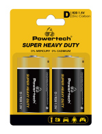 POWERTECH μπαταρίες Zinc Carbon Super Heavy Duty PT-1222 R20 1.5V 2τμχ