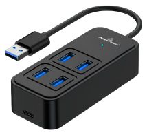 POWERTECH USB 3.2 hub PTR-0153 4x θυρών 5Gbps USB σύνδεση μαύρο