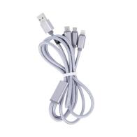 Καλώδιο Σύνδεσης USB 2.0 Maxlife Braided 3in1 USB A σε micro USB & USB C & Lightning 1m Γκρι