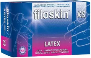 Filoskin Γάντια Λάτεξ Με Πούδρα σε Λευκό Χρώμα 100τμχ