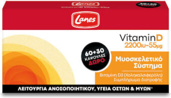 Lanes Vitamin D Βιταμίνη για Ανοσοποιητικό 2200iu 55mg 90 κάψουλες