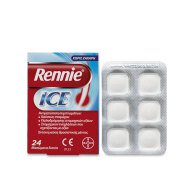 Bayer Rennie Ice Αντιμετώπιση Συμπτωμάτων Καύσους Στομάχου/Γαστρικών Ενοχλήσεων 24 Μασώμενα Δισκία