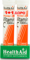 Health Aid Vitamin C 1+1 Αναβράζοντα Δισκία Πορτοκάλι 1000mg 2 x 20δ.