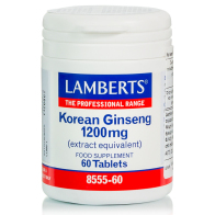 Lamberts Korean Ginseng (Panax Ginseng) 1200mg για την Διατήρηση της Ευεξίας, 60tabs