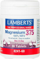 Lamberts Magnesium 375 100% NRV Συμπλήρωμα για τις 4 Σημαντικότερες Μορφές Αλάτων Μαγνησίου 60 tabs