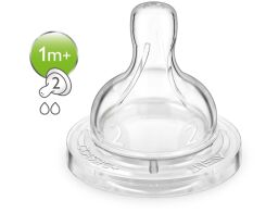 Philips Avent Θηλή Σιλικόνης Αργής Ροής 1m+ Classic+ 2 Οπών Κατάλληλη για Κολικούς SCF632/27