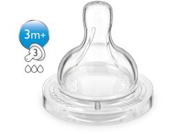 Philips Avent Θηλή Σιλικόνης Μέτριας Ροής 3m+ 3 Οπών Κατάλληλη για Κολικούς Σετ 2τμχ SCF633/27