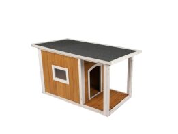 Ξύλινο σπιτάκι για σκύλους με οροφή και παραθυράκι, 98x58x58 cm