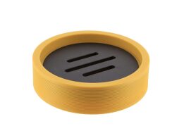 Πλαστική Στρογγυλή Σαπουνοθήκη Μπάνιου σε Κίτρινο χρώμα, 11x11x2.8 cm