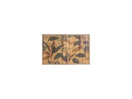 Bamboo Πατάκι Μπάνιου σε φυσικούς τόνους με Tropical Floral σχέδιο, 80x0.3x50 cm