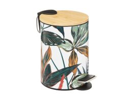 Κάδος Απορριμάτων Μπάνιου σε Tropical Floral μοτίβο με bamboo καπάκι, χωρητικότητας 3 Ltr