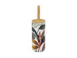 Πιγκάλ Μπάνιου Κεραμικό και καπάκι από ξύλο Bamboo, σε Floral Tropical μοτίβο, 10.5x38 cm