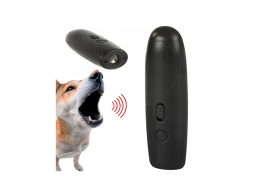 Συσκευή απώθησης και εκπαίδευσης σκύλου με υπερήχους σε μαύρο χρώμα και φακό LED
