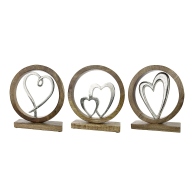 ARTELIBRE Διακοσμητικό Καρδιά Σε Κύκλο Ασημί/Φυσικό Αλουμίνιο/Ξύλο 5x20.5x26cm Σε 3 Σχέδια